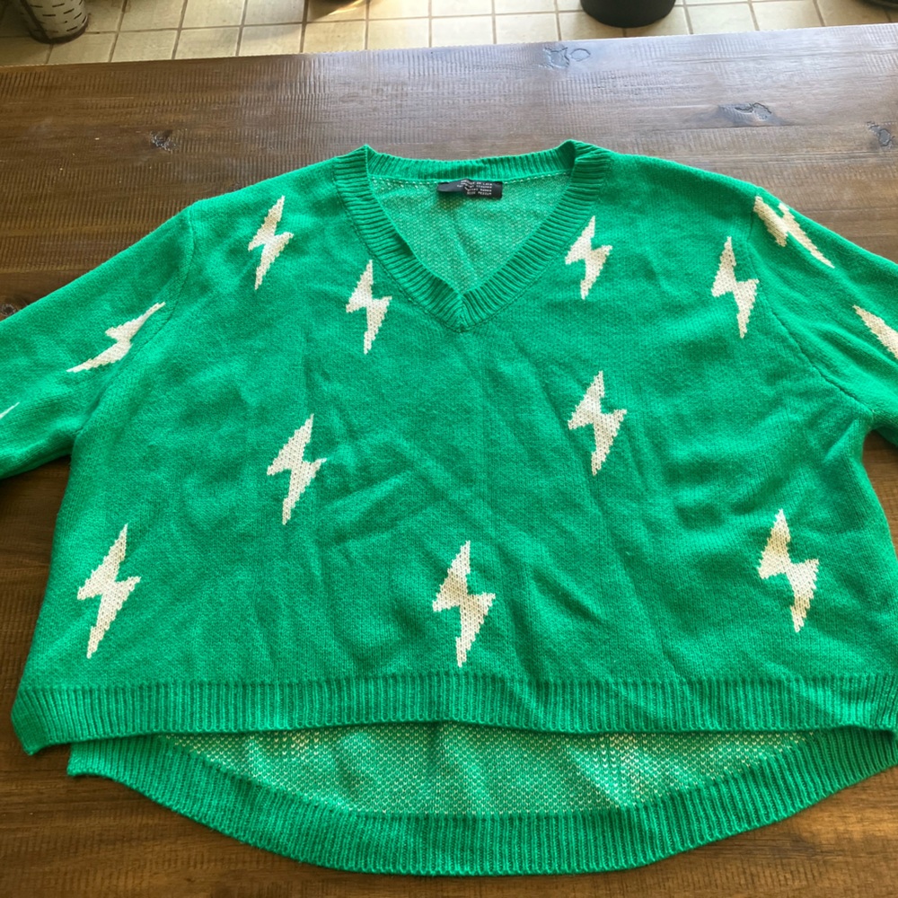 Dressed in LALA Green Off-the-Shoulder Sweater